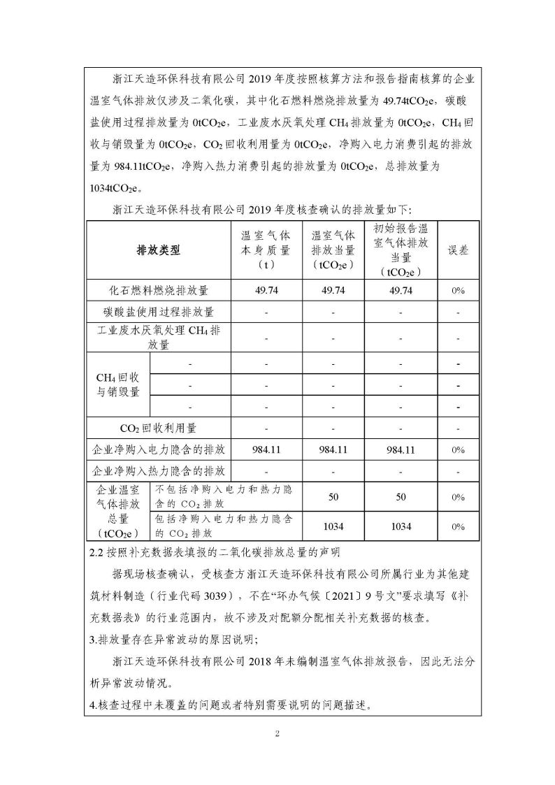 浙江天造環(huán)?？萍加邢薰?019年度碳核查報(bào)告